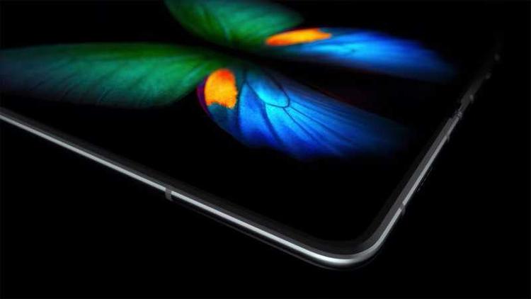 Samsung Galaxy Fold on a black background